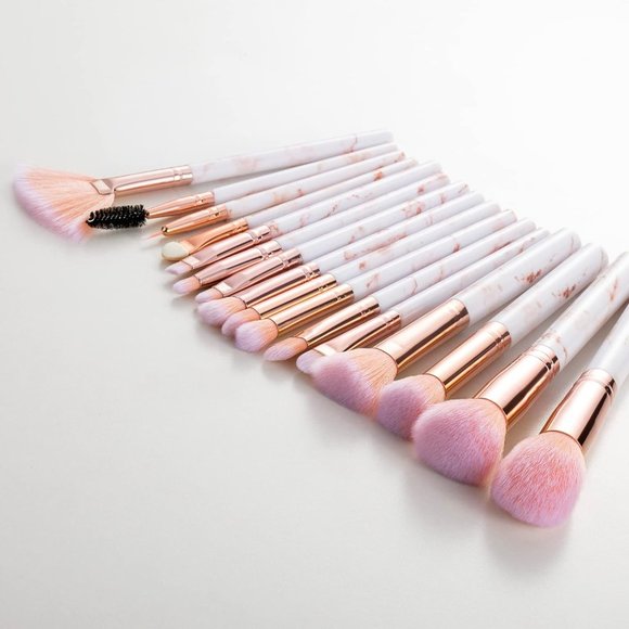 16PCs Marble Makeup Brushes Set Premium Synthetic Face Eye Lip Make Up Brush - Picture 2 of 16
